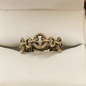 Women Realm Nautical Hardware Link Eternity Ring Size 7 Gold Vermeil